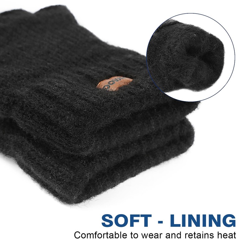 DOVAVA Fingerless Gloves for Men,Thermal Winter Touchscreen Kint Gloves for