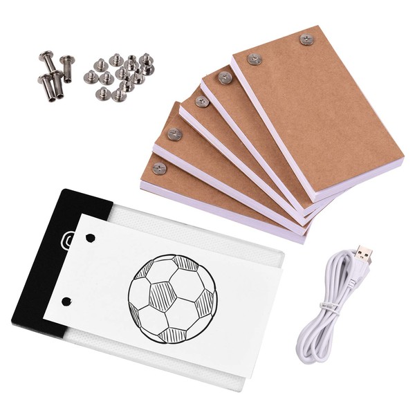Fesjoy Kit Flip Book con cuscinetto luminoso LED Light Box Tablet 300 fogli di carta da disegno Flipbook con viti di rilegatura per disegnare Tracing Animation