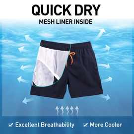 Arcweg Swimming Trunks for Men Boys Swimming Shorts for Men Short Quick-Drying Beach Shorts Board Shorts Beach Shorts with Mesh Lining and Adjustable Drawstring, New Dark Blue