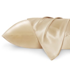 Bedsure Satin Pillowcase for Hair and Skin - Similar to Silk Pillowcase, Pillow Cases 2 Pack with Envelope Closure, Gifts for Women, Queen & Standard Size 50 x 75 cm, Gray Sand