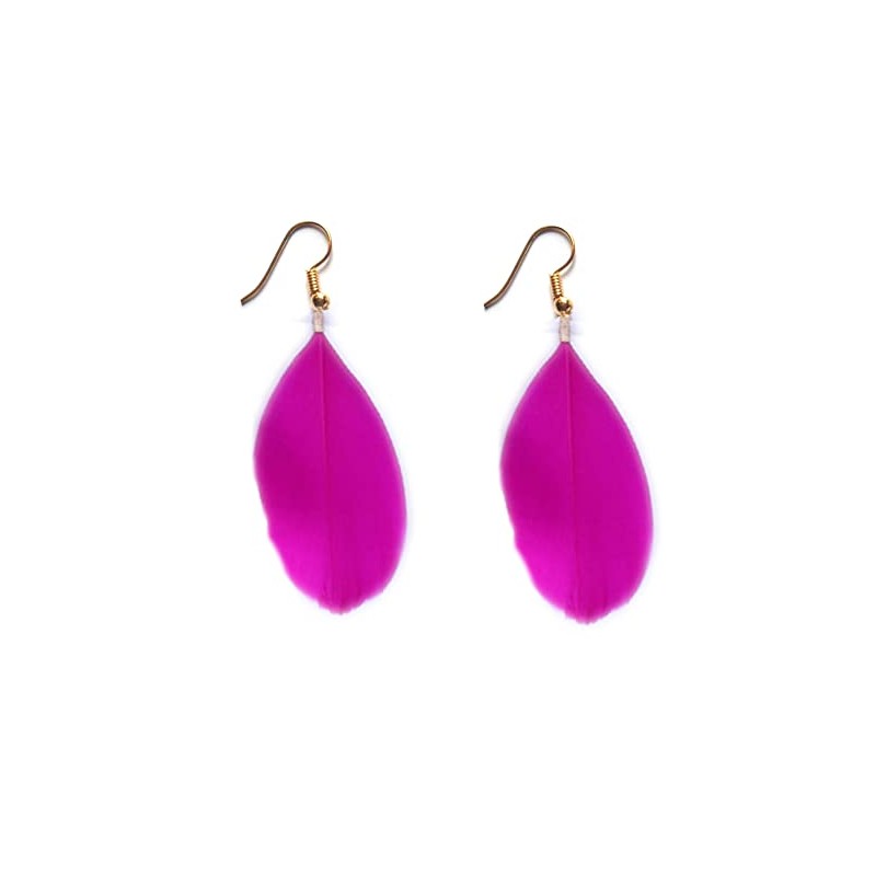 Shocking Pink Feather Earrings - Handmade