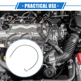 VekAuto AN3 Braided Steel Turbo Oil Feed Line 90 Degree to Straight Hose End, 22" Remote Turbocharger Oil Drain Return Line Universal for Car Durable Stainless Steel PTFE Silver Tone