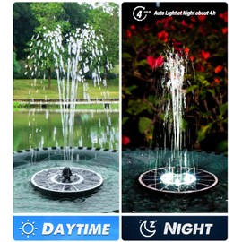 Yzert Solar Fountain Glass Panel with 2200 mah Battery, 3.5W Floating Solar Water Fountain with 4 Fixed Rods, Solar Fountain Pump for Bird Bath, Garden, Pond, Pool, Outdoor-White Lights