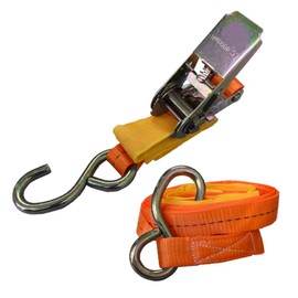 Best Answer Lashing Belt, S Hook, Breaking Load, 176.3 lbs (800 kg), Belt Width: 1.0 inches (25 mm), Fixed Side, 0.2 ft (0.5 m), Winding Side, 16.4 ft (5 m), Lashing Belt, Load Tightening, Ratcheting Type, S Hook