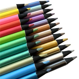 Copeflap Colored Pencils, Metallic Colored Pencils, Metallic Colors, Glitter, Gold, Silver, Copper, Fluorescent (24 Colors)