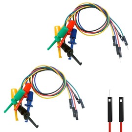 Treedix 10pcs IC Clip Test Leads 30cm Male Female Copper Wire Flexible Test Hook Jumper Wire Breadboard Temporary Wire Testing Electrical Test Electronics Craft