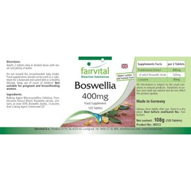 Fairvital Frankincense Tablets - Boswellia Serrata Extract 400 mg - High Dose Indian Frankincense with Minimum 65% Boswellia Acids - Vegan - 360 Tablets (3 x 120 Tablets)