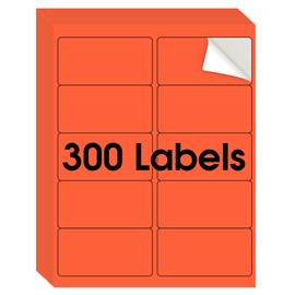 MaxGear 8-1/2" x 11" Neon Orange Labels - Fluorescent Labels, for Inkjet or Laser Printer, for Efficient Sorting and Organization, Strong Adhesive, 2" x 4", 30 Sheets, 300 Pcs