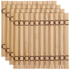 BambooMN Premium Bamboo Slat Coasters - 4.25" x 4.25" - Natural - 12 Pieces