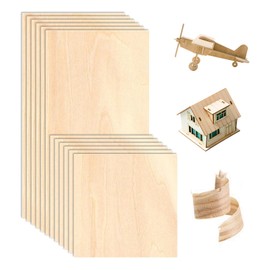 12Pcs Balsa Wood Sheets, 200x100mm &100x100mm Plywood Sheets 1.5mm Thin, Unfinished Basswood Sheets Board for Woodcraft Model, DIY Crafts, Painting, Engraving, Stenciling, Home Decor(2 Sizes)