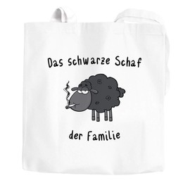 Moonworks® Jute Bag The Black Sheep of the Family Fabric Bag Smoke White 2 Long Handles