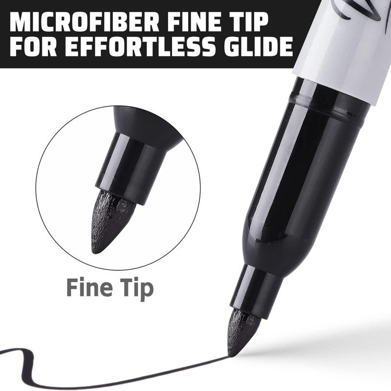 36 Pack Permanent Markers Fine Tip, Black Permanent Marker Pens