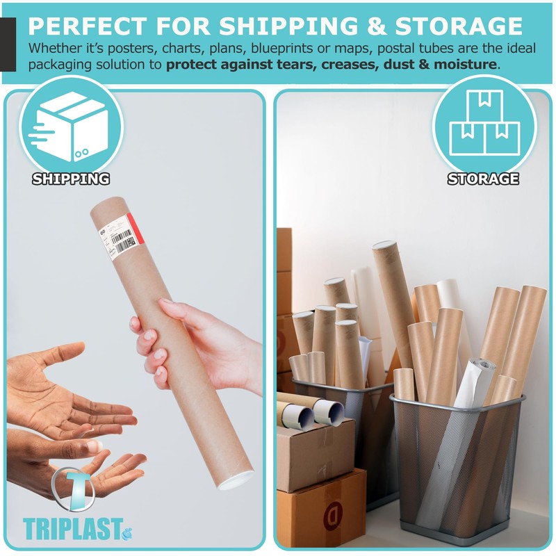 Triplast 5 x A3 Postal Tubes with End Caps (330x50mm