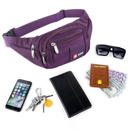 Bumbags and Fanny Packs for Running Hiking Waist Bag Outdoor Sport Hiking Waistpack for Men Women (Purple-Ex-Belt)