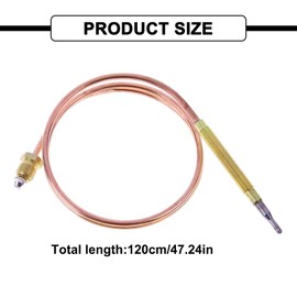 Universal Gas Thermocouple, Gas Stove Thermocouple Kit Adaptors, Outdoor Propane Gas Heater Replacement Temperature Sensors Adaptors for Firepit Heater, Pizza Ovens Boilers, Gas Water Heater (47.2 in)