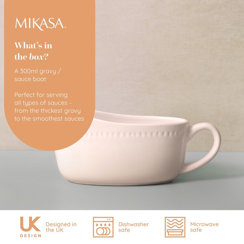 Mikasa Cranborne Stoneware Gravy/Sauce Boat, 300ml, Gift Boxed