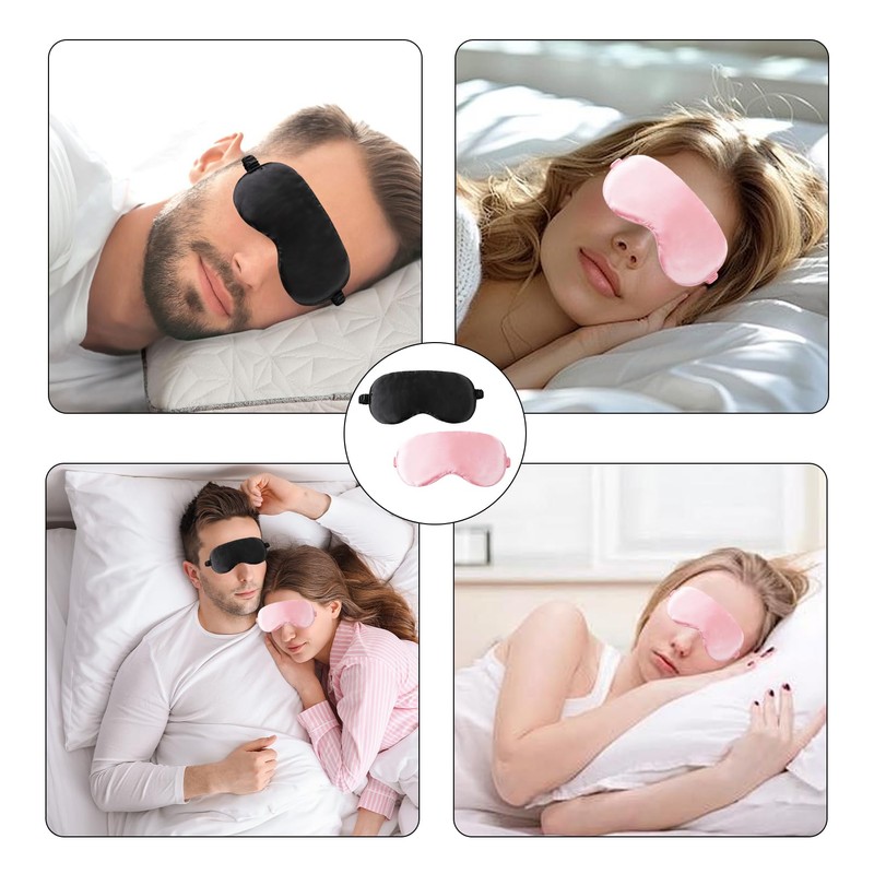Pack of 2 Silk Sleeping Masks, Comfortable Sleeping Glasses for