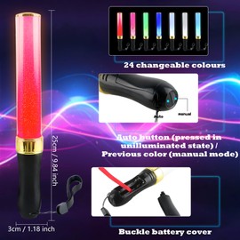 3 Pack LED Light Stick 24 Colors Change Glow Wand Multicolor Light Up Sticks for Wedding Club Carnival Concerts Supplies