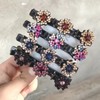 8 Pcs Satin Fabric Hair Bands, Clover Rhinestone Hair Clips,