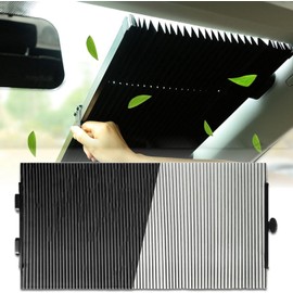 Retractable Windshield Shade for Car, Sun Visor Protector Blocks 99% UV Rays to Keep Your Vehicle Cool, Auto Sunshade Fits Front Rear Window Large Medium Small Carswith Double Suction Cups