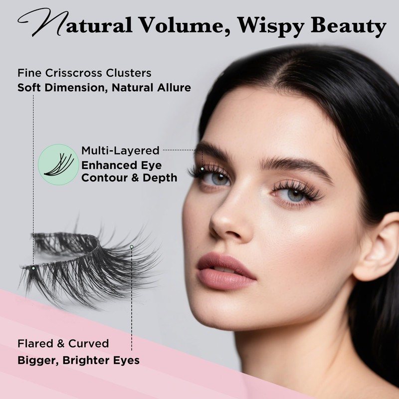 False Eyelashes 14 Pairs Eye Lash Pack Natural Look,3D Fluffy