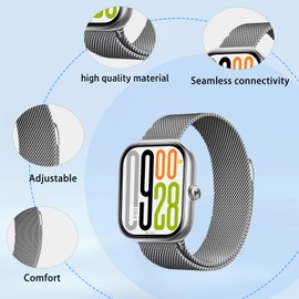 NOUKAJU Band for Xiaomi Redmi Watch 5, SmartWatch Strap,Replacement Strap,Smart Watch Replacement Strap for Redmi Watch 5(Silver)