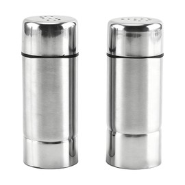 Pack of 2 Mini Salt and Pepper Sets, Salt and Pepper Shakers, Stainless Steel Salt Shakers for Travel, Compact Salt Shaker Small with Lid, Versatile Dust Sugar Shaker