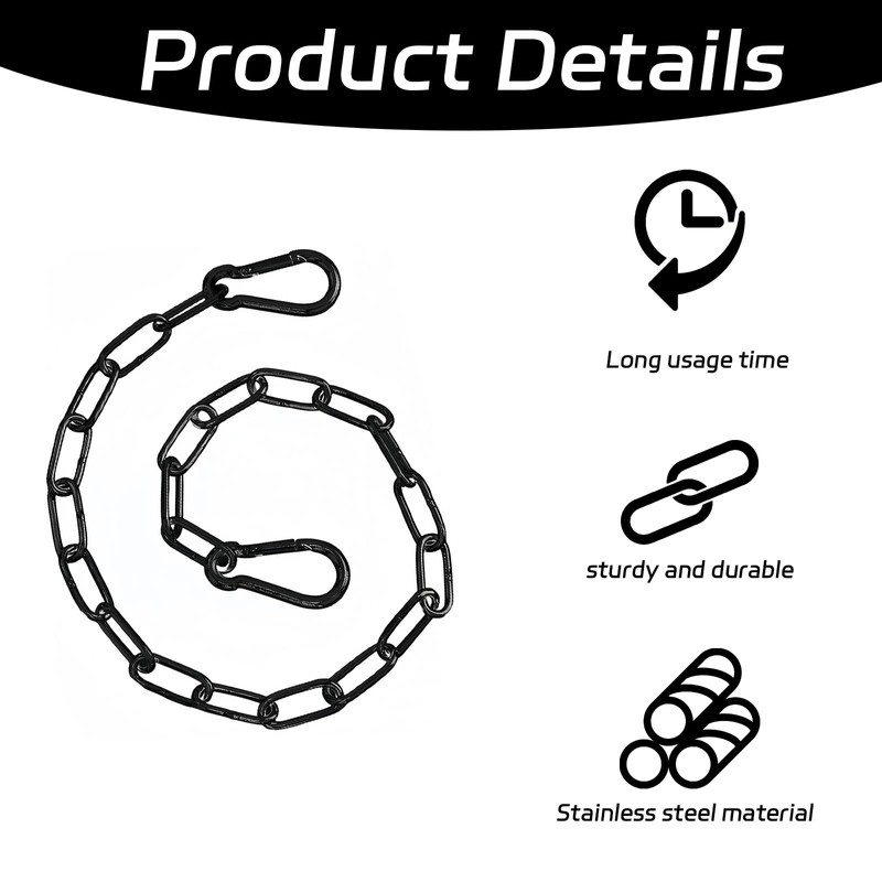 1 Pcs Black Chain, with 2 Removable Carabiners, Gate Chain,
