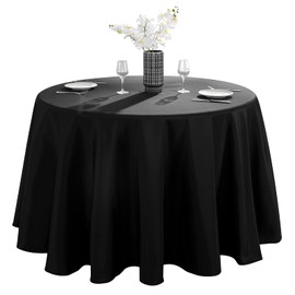 Vidafete 10 Pack 120inch Round Tablecloth Polyester Table Cloth，Stain Resistant and Wrinkle Polyester Dining Table Cover for Kitchen Dinning Party Wedding Rectangular Tabletop Buffet Decoration(Black)