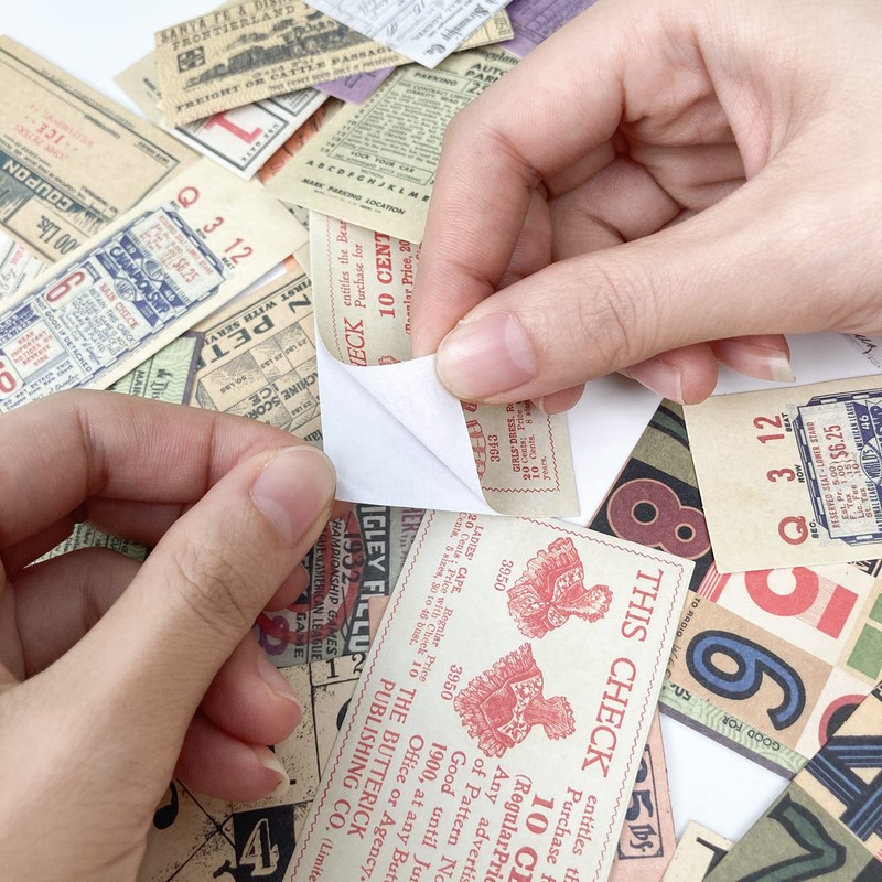 TNYKER 60pcs Antique Retro Mini Memo Junk Journal Collage Notebook