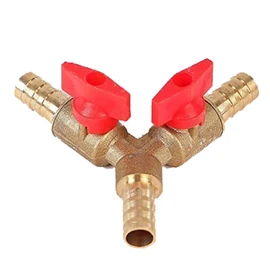 YV04 2-Way Y-Splitter 10 mm with Shut-off Valves for Taps, Garden Hose