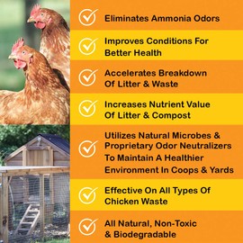 MICROBE-LIFT Chicken Coop Cleaner and Odor Eliminator, Turns Chicken Poop Into Fertilizer, Ammonia Reducer, Highly Concentrated and Safe Formula, 32oz