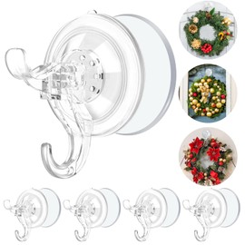 AENTGIU Wreath Hanger, 5 Pack Heavy Duty Suction Cup Hooks with Adhesive Suction Tab, Removable Strong Wreath Holder Hooks Hold up to 11LB for All Surface