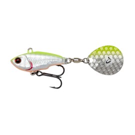 Savage Gear Fat Tail Spin Sinking Jig Spinner, Size/Weight/Colour: 8 cm/24 g/Lemon Back Flash