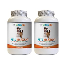 MY LUCKY PETS LLC Dog relaxants - PET Relaxant for Dogs and Cats - Anxiety Relief - Calming Complex - Premium - l-tryptophan for Dogs - 2 Bottles (180 Chewable Tablets)