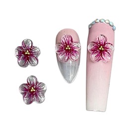 Set 8Pcs Gel 3D Flowers Nails Charms Handmade by Gel, Design For Medium & Long Nail 3D Flower For Nail Art Floral Salon Decor For Women Girls (Apricot Rose - Medium)