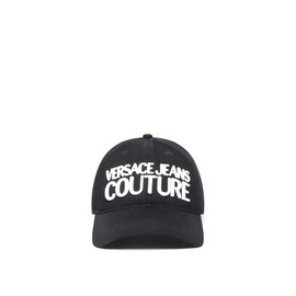 VERSACE JEANS COUTURE Black Cap with Bold White Embroidery