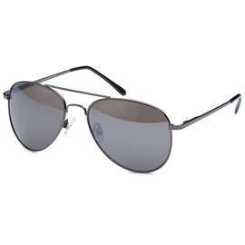 styleBREAKER Unisex Pilot Sunglasses Polycarbonate Lenses, Metal Full Rim Frame with Spring Hinge 09020037, Colour:Anthracite Frame/Grey Tinted Glass