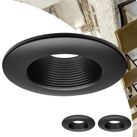 Satco 80-978 Deep Baffle Trim 5/6 Inch, Bronze Finish, Polycarbonate Construction, Damp Rated, Compatible with S11845 and S11883 (2 Pack)