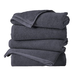 Great Bay Home 100% Cotton 4 Pack 54x27 Bath Towel Set - Absorbent, Quick-Drying, Durable Towels for Bathroom Decor - Low-Twist, Two-Ply Fibers (Stone Blue)