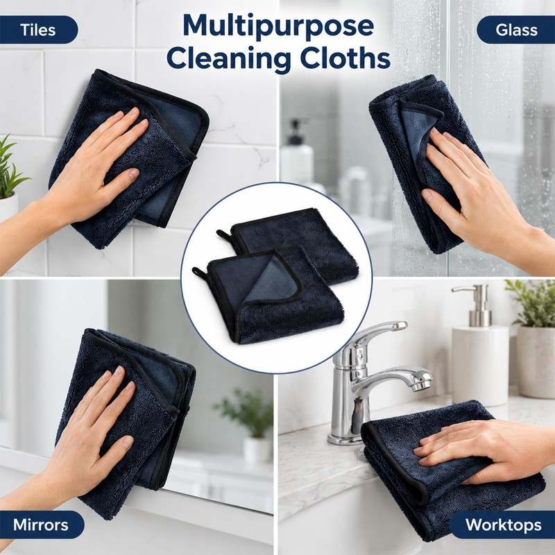 2 Pack Magic Bathroom Drying Cloth,Black Cloths For Cleaning Shower