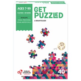 Chalk and Chuckles Get Puzzled - 40 Piece Jigsaw Puzzle for Kids Ages 4-8 | Educational Shape Puzzle Game for Boys & Girls | Fun Brain Teaser with Dice Challenge