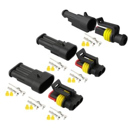 Aiqeer 15 Set Car Waterproof Electrical Connectors, Car Waterproof Cable Connector Plug Socket Kit (1 Pin, 2 Pin, 3 Pin)