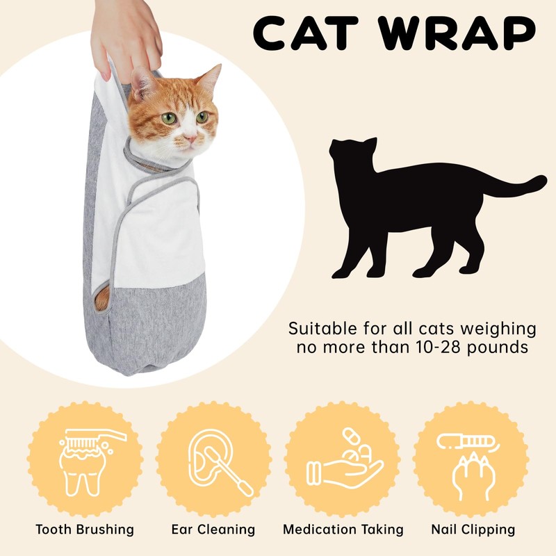 Cat Grooming Wrap, Self Adhesive Cats Anti-Escape Wrap, (12-28lbs)