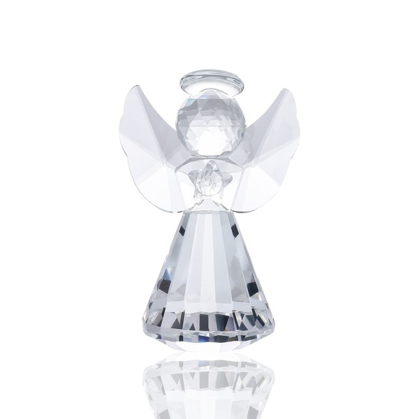 Crystal Guardian Angel Collectible Ornaments, Glass Angel Figurine Decor for Home, Handmade Praying Christmas Memorial Sympathy Keepsake Gifts for Women (Clear)