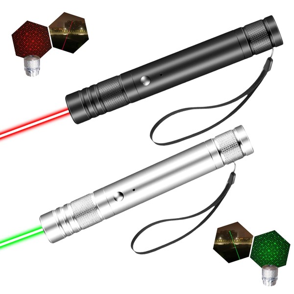 Neyeau Teaching Flashlight 2PCS,USB Portable Long Distance Green and red