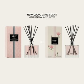 NEST New York Reed Diffuser, Himalayan Salt & Rosewater - 5.9 fl oz - Fragrance for Up to 90 Days - Reusable, Refillable Glass Holder - Includes 8 All-Natural Reed Sticks - Flame Free
