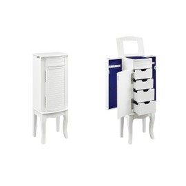 Powell Dorthy White Wooden Jewelry Armoire with Shutter Style Front