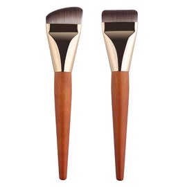 Sarini Pack of 2 Liquid Foundation Makeup Brushes Super Thin Wooden Handle Flat Foundation Brush for Liquid and Powder Makeup