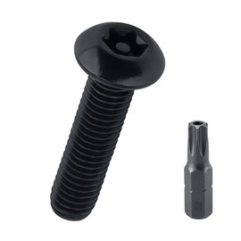 M6-1.0 x 20mm Stainless Button Torx Head Machine Screws (25 pcs), 18-8 (304) Stainless Steel Tamper Resistant Torx Drive Screws, Car License Plates Screws, Black Coated, Fayeploo (Screwdriver Bit)